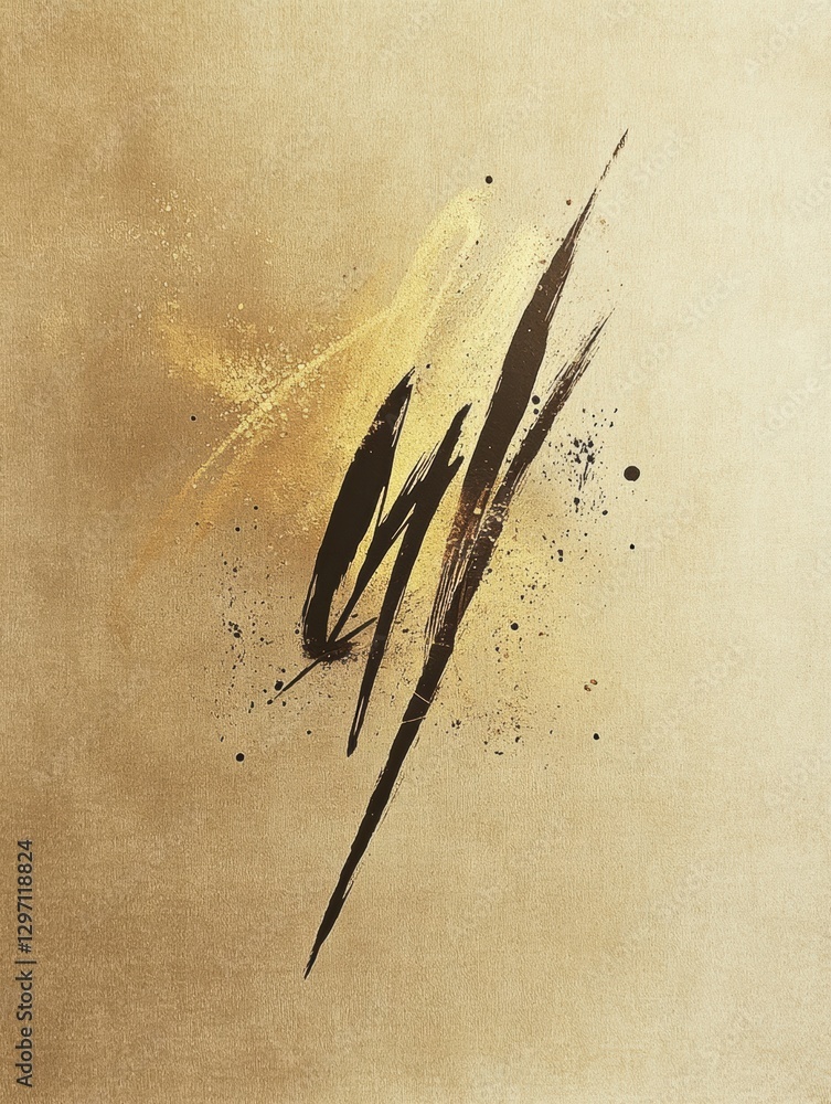 Aufkleber Abstract art featuring dynamic brushstrokes and textures in earthy tones displayed on textured canvas. Generative AI