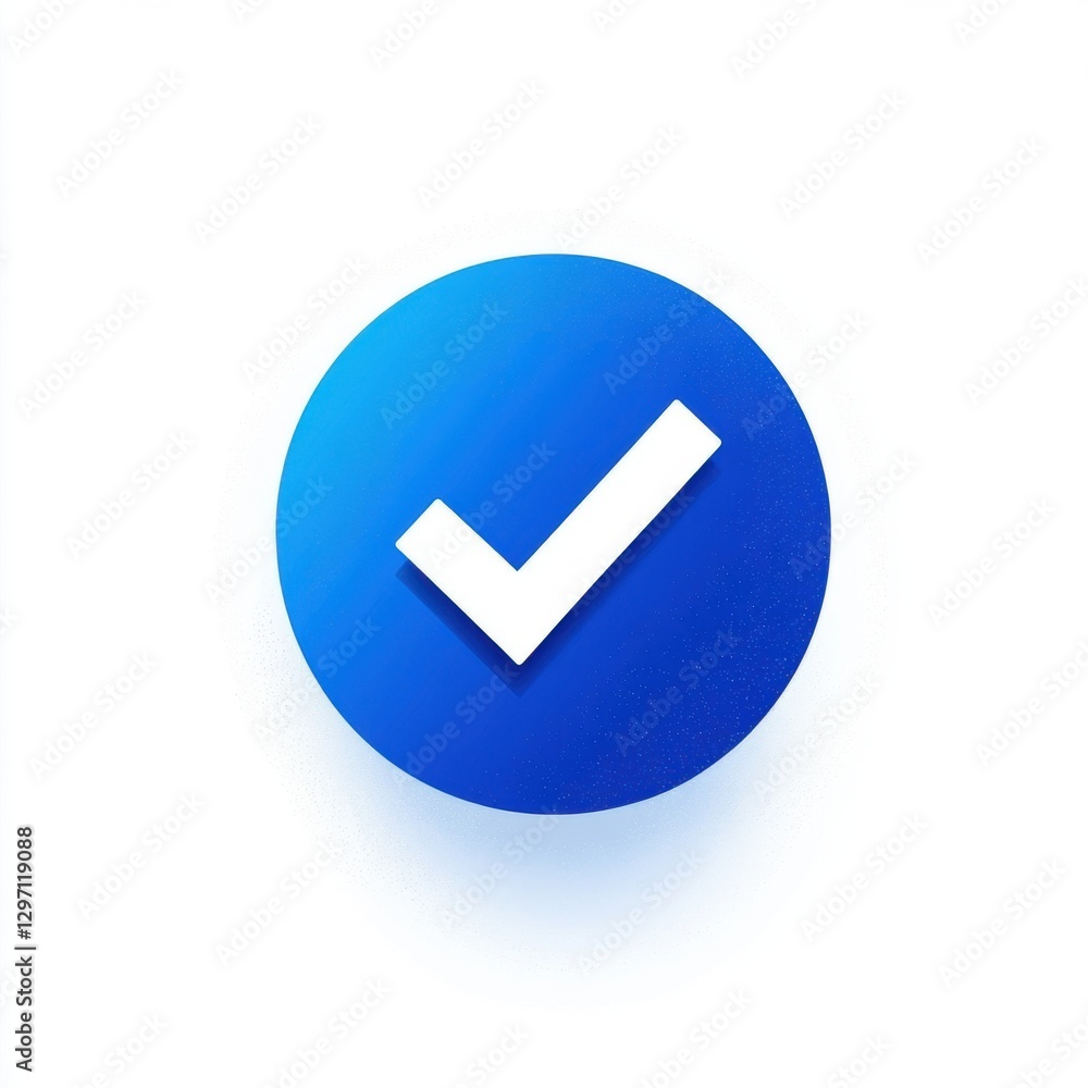 Poster a blue circular icon with a white checkmark, symbolizing approval and validation.