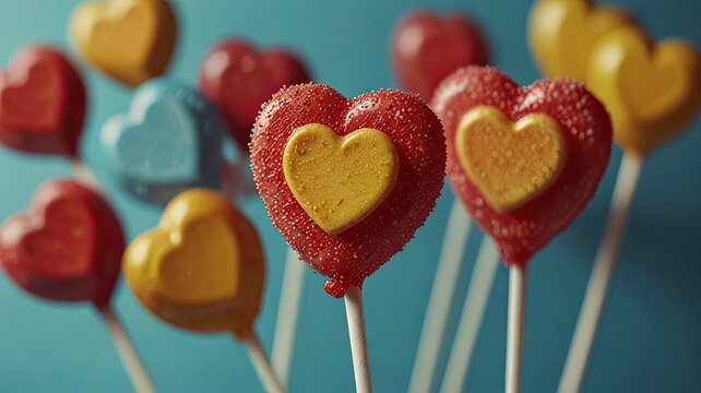 colorful heart lollipops isolated
