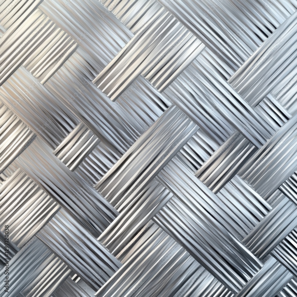 Poster intricate silver texture displaying a woven pattern with varied depth and shine.