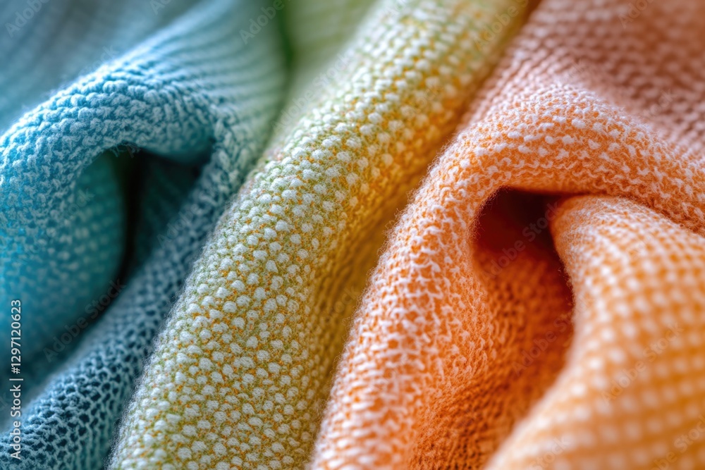 Poster stacked towels with vibrant colors and patterns