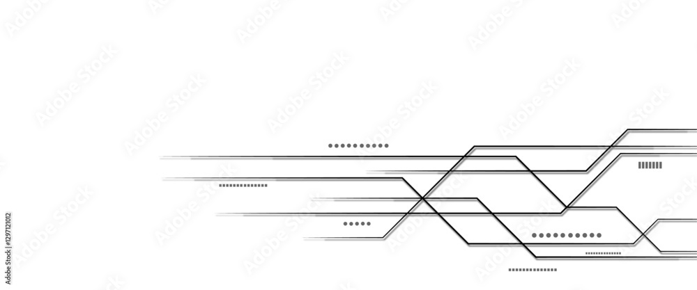Aufkleber Vectors White Abstract geometric dots and lines connection circuit concept. Vector social network and connecting concept.