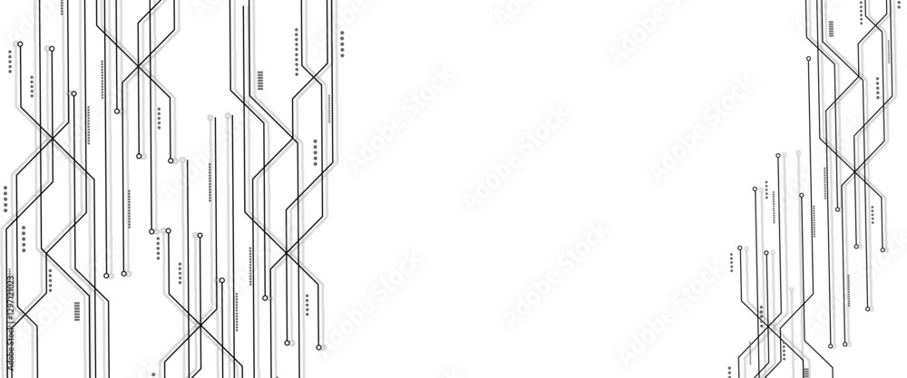 Fototapete Vectors White Abstract geometric dots and lines connection circuit concept. Vector social network and connecting concept.