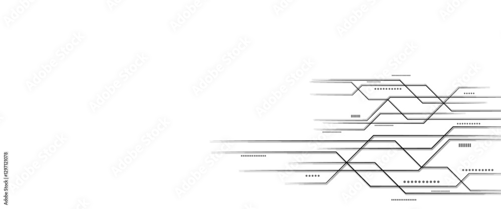Fototapete Vectors White Abstract geometric dots and lines connection circuit concept. Vector social network and connecting concept.