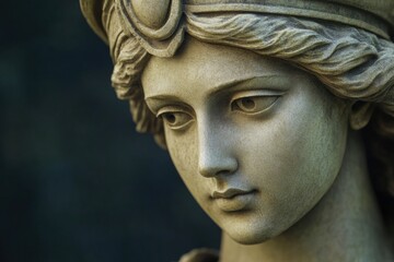 A detailed view of a statue representing a woman, ideal for use in illustrations or decorative designs