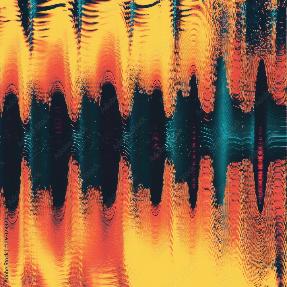 Poster abstract wavy patterns in vibrant shades of orange and teal create a mesmerizing visual experience.
