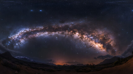 Fototapeta premium Stellar Splendor: A Nocturnal Tapestry of the Milky Way Galaxy Unraveled
