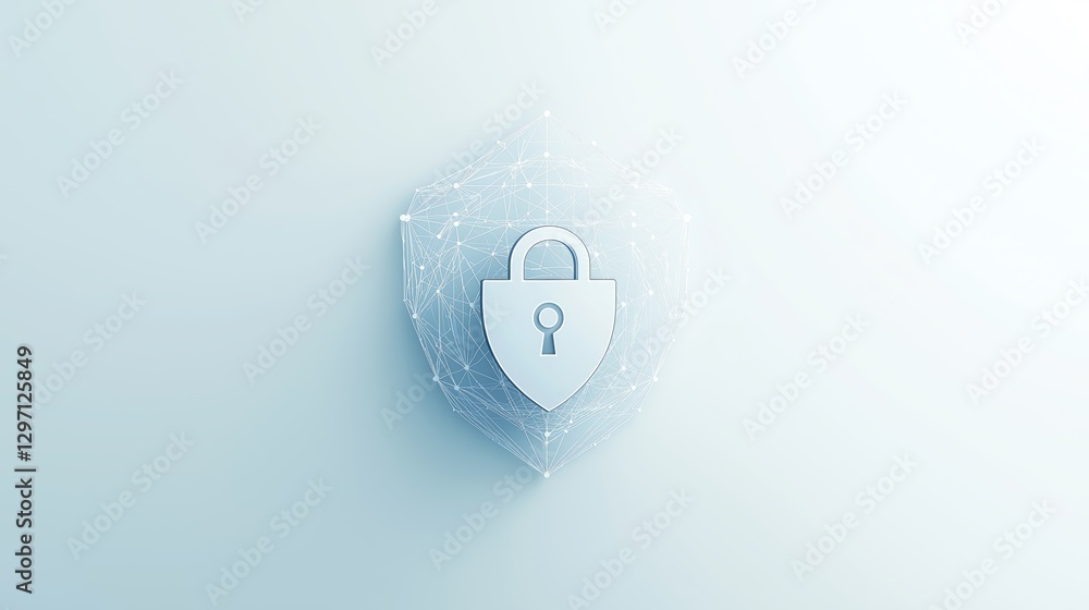 Aufkleber Futuristic digital security system with a central lock symbol, representing cybersecurity, encryption, and advanced data protection for secure networks, Generative AI