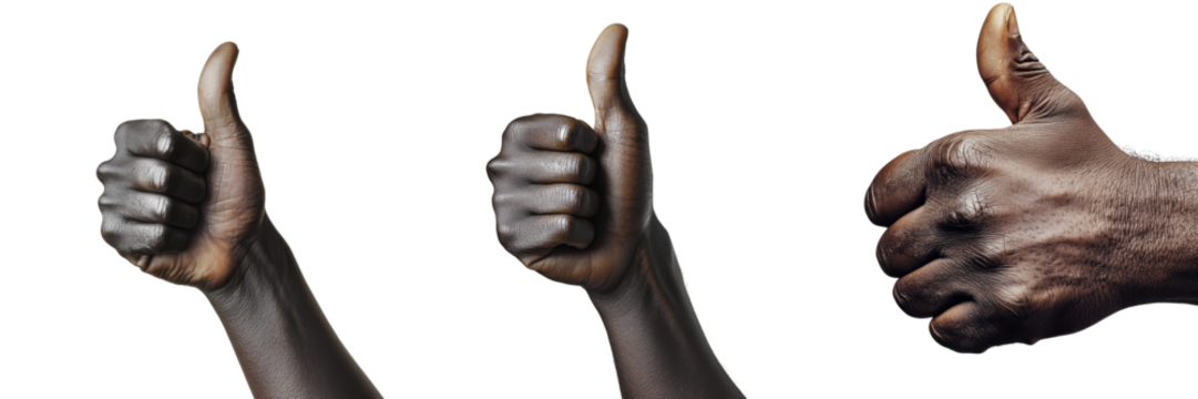 A Set of Confident Thumbs Up Hand Signs Expressing Positivity Isolated on Transparent Background - Powered by Adobe