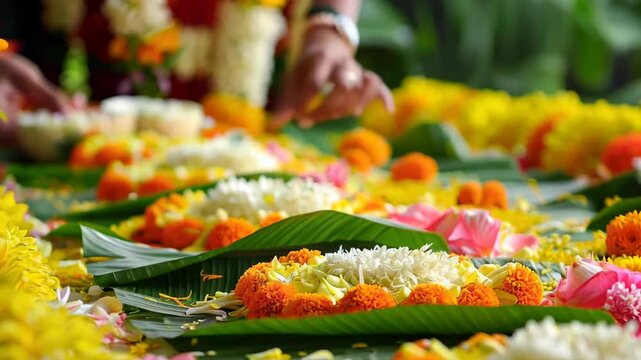 Thiruvonam festival: Onam customs, flower rangoli, Sadya feast, Thiruvathira Kali, Puli Kali dance, traditional meals, multi-day celebration, harvest rituals, cultural significance.