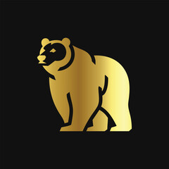 Gold Bear Icon: Luxurious and Elegant Design
