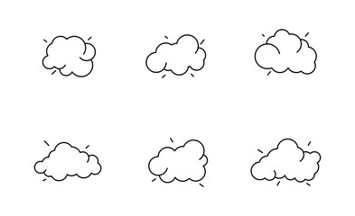 Set of Clouds line Icon, cloud and meteorology Symbol Outline icon, Editable Stroke