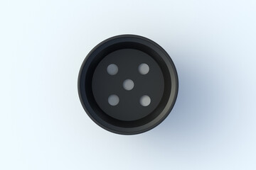 Empty plastic flower pot for seedlings on light gray background. Gardening accessories. Horticulture equipment. Top view. 3d render