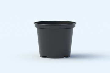 Plastic flower pot for seedlings on light gray background. Gardening accessories. Horticulture equipment. 3d render