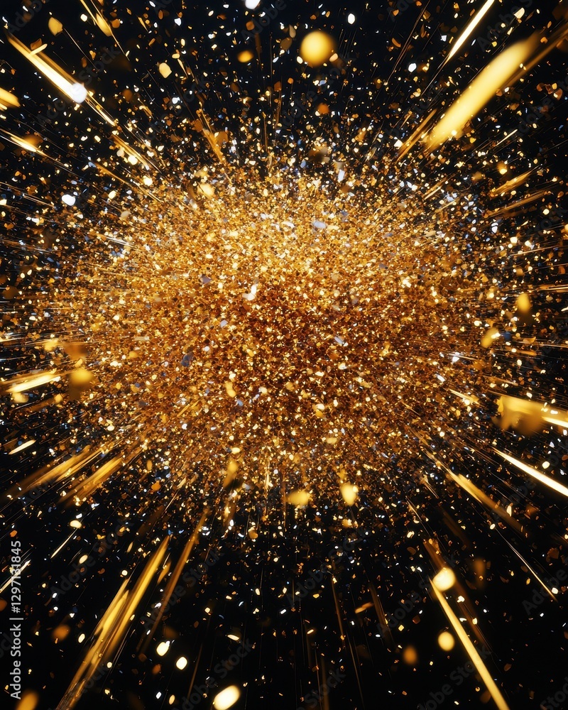 Aufkleber a mesmerizing explosion of golden sparks, creating a dynamic and festive atmosphere.