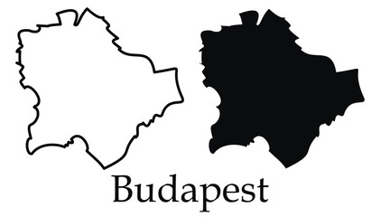 Budapest city map with black border outline vector