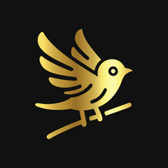 Metallic Gold Bird Badge: Classic and Elegant
