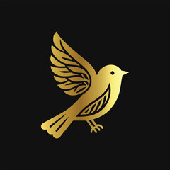 Gold Bird Icon: Luxurious and Elegant Design
