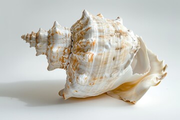 Obraz premium Cracked seashell on white background natural object photography minimalist style
