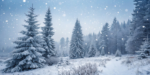 Fototapeta premium Snowfall in a Quiet Winter Forest