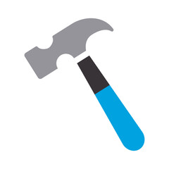 Hammer Icon in flat style isolated on white background. Colorful Hammer for web, app, logo, UI.tool for industrial workers. Equipment for repair and reconstruction. Vector illustration, EPS10
