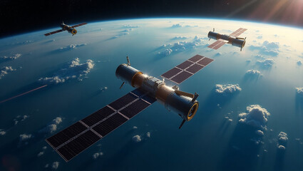 Fototapeta premium Satellites in Earth orbit