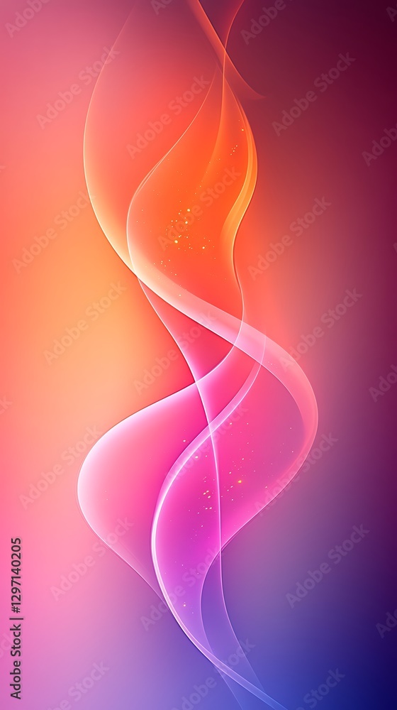 Poster ethereal ribbon of color cascading in a graceful flowing abstract design