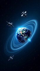 Naklejka premium Satellites in Earth orbit