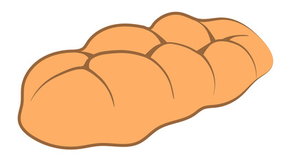 Freshly baked fluffy sweet braided bread Tsoureki with outline on a white background. Food vector illustration. Greek cuisine.
