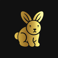 Golden Bunny Silhouette: Stylish and Minimalist
