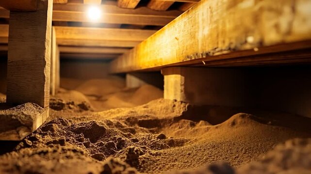 Dusty crawlspace under old house