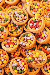 In the city market square of Malta, there are many different delicious cakes, sweets and other deoikates for sale.