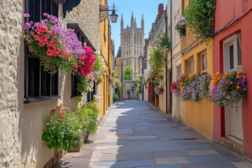 Fototapeta premium The iconic dreaming spires of Oxford, historic and academic, serene atmosphere