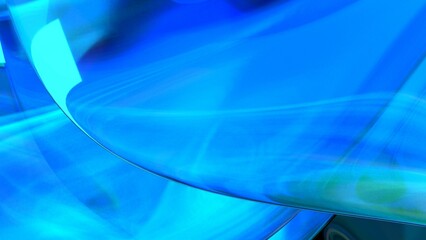 3D blue translucent abstract wave wallpaper background. Shiny curved organic shape layer design for banners and covers. Wavy transparent glossy glass shader. Modern clean minimal digital render