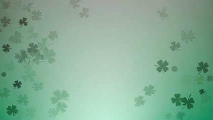 Obraz premium Soft green background with floating shamrocks creating a dreamy and festive atmosphere, symbolizing luck and Irish traditions, perfect for St. Patrick’s Day celebrations or decorative designs