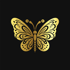 Metallic Gold Butterfly Badge: Classic and Chic Design
