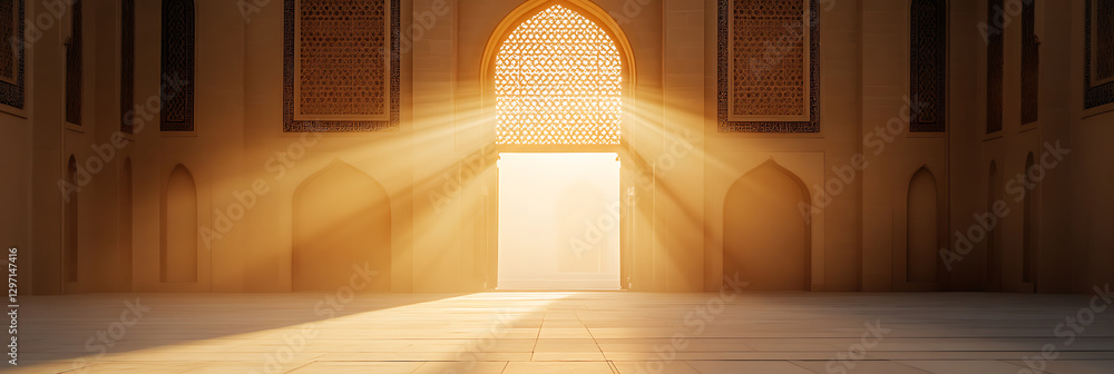 Aufkleber illuminated archway: sunlight streams through an ornate archway, creating a warm and inviting atmosp