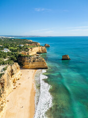 Aerial view of Praia Marinha, Algarve, Portugal, Europe