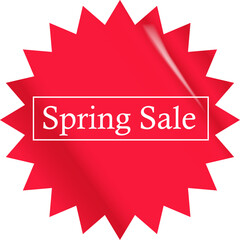 Spring sale round red sticker isolated on white. Price sticker, sale sticker, price tag, retro label, sale or discount sticker, promotional badge set, shopping label png. Spring sale poster and banner