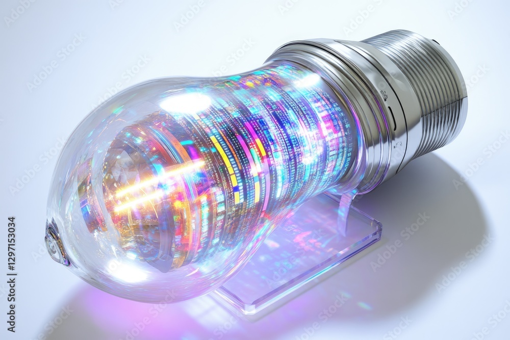 Aufkleber a futuristic lightbulb filled with swirling data streams, representing innovation and technological 