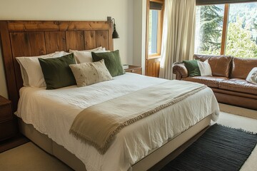 Comfortable Bedroom with Mountain View