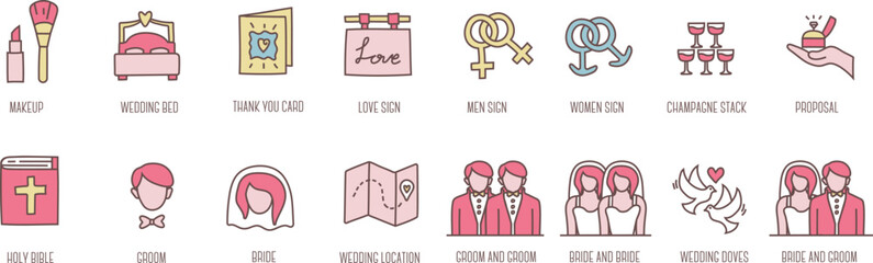 the icons for the wedding ceremony are shown