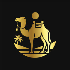 Abstract Golden Camel Emblem: Creative and Unique
