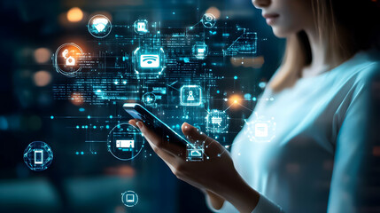 Innovative technology usage in digital communication with smartphone in a modern setting