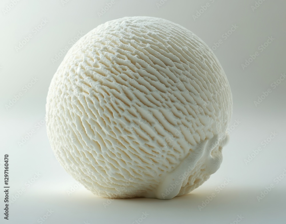 Poster Detailed close-up of a textured white spherical object showcasing unique patterns and visual interest in a minimalist setting for design and creative projects
