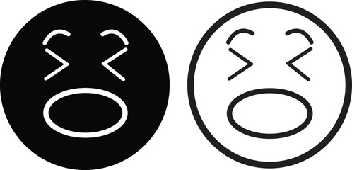 Emoji face icon in flat line set. isolated on transparent background Doodle drawn sketch style. with different expression emotion