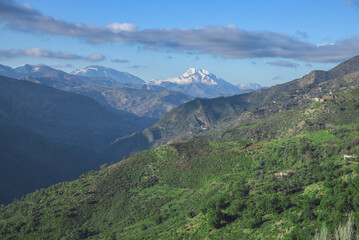 Fototapeta premium mountain, mountains, algeria, africa, landscape, nature, sky, panorama, outdoor, peak, hill, background, scenery, view, travel, rock, forest, valley, beautiful, hiking, adventure, scenic, tourism.