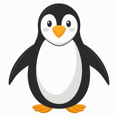penguin on the beach on white background