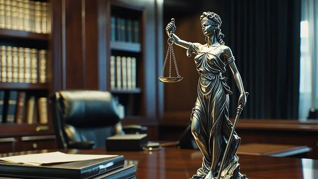 Lady Justice Statue in Law Office Setting