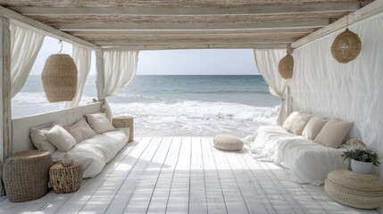 Fototapeta premium Beachfront Cabana Relaxation